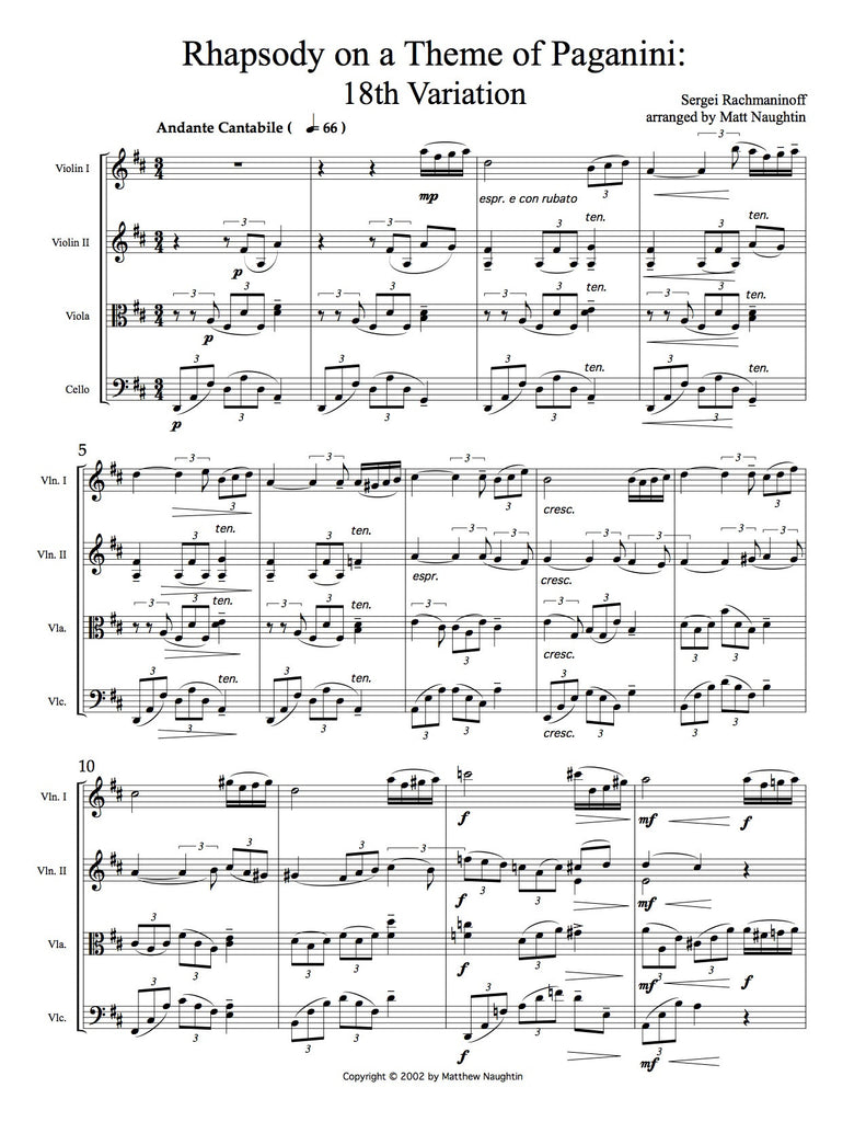 Rhapsody on a Theme of Paganini 18th Variation Sergei