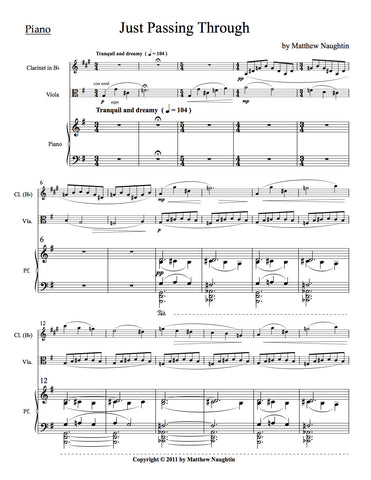 "Just Passing Through" for Clarinet, Viola & Piano (Matthew Naughtin)